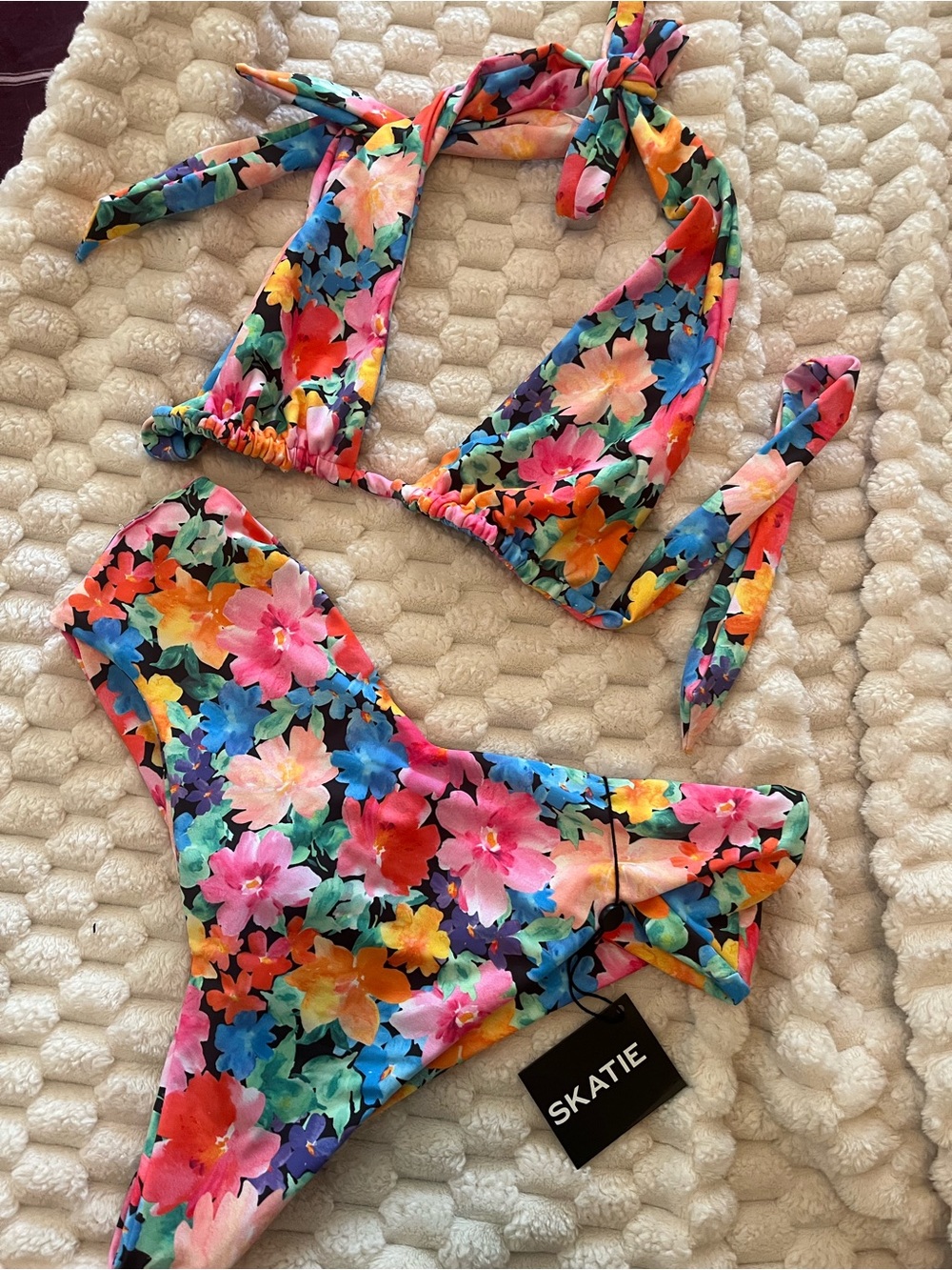 Skatie Tropical Floral Tie-Back Bikini - Multicolor